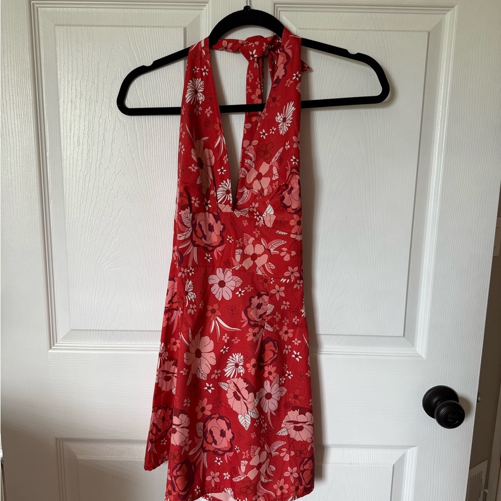 CBR Red and White Halter Sundress Backless